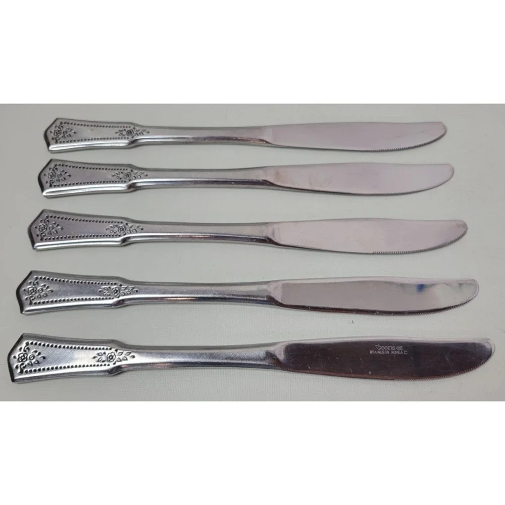 5 Vtg Rogers Stanley Roberts SRB113 Stainless Steel Dinner‎ Knives